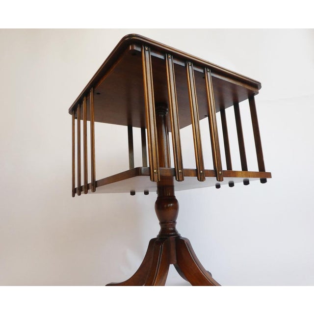 Brown Victorian Revolving Bookcase with Leather, Antique Storage Cabinet For Sale - Image 8 of 10