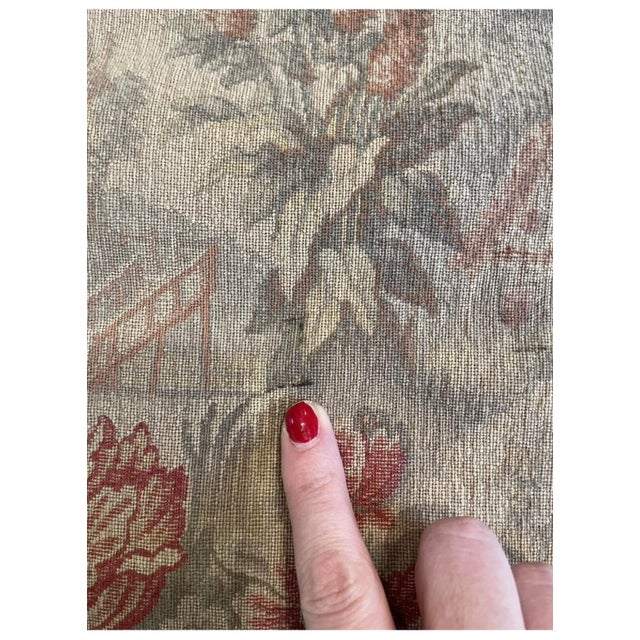 French Vintage Wall Hanging Vintage French Woven Garden Floral Scene Tapestry For Sale - Image 3 of 12