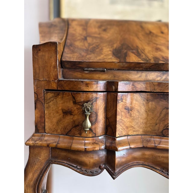 Antique Burr Walnut Fall-Front Bureau Desk in the Queen Anne Revival Style For Sale In New York - Image 6 of 9