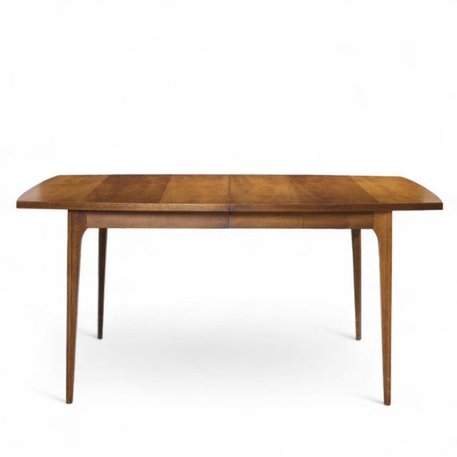 Broyhill Brasilia Mid Century Expanding Walnut Dining Table With 3 Leaves For Sale In Chicago - Image 6 of 10
