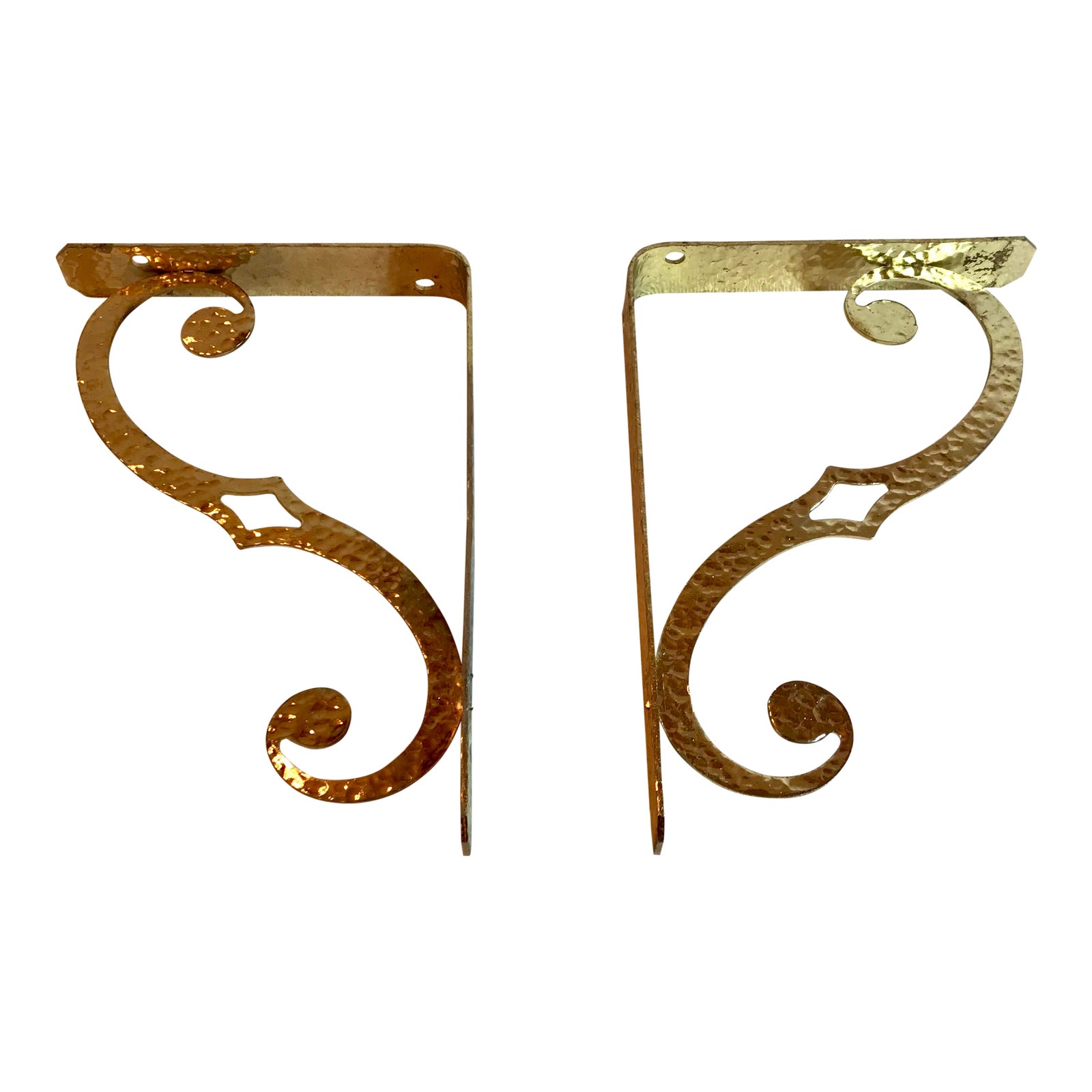 Vintage Gold Metal Shelf Brackets a Pair Chairish