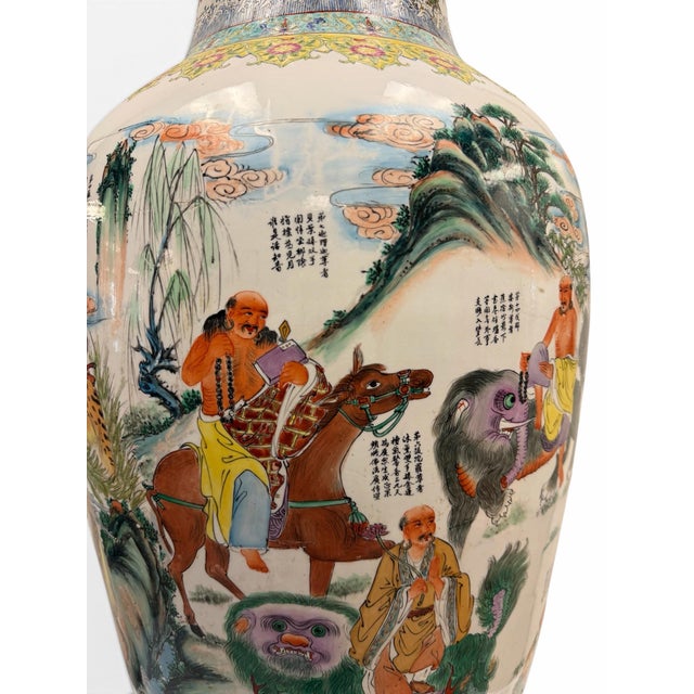 Bring cinematic majesty and spiritual narrative to your interior layout with this monumental 47.5-inch Chinese Famille...