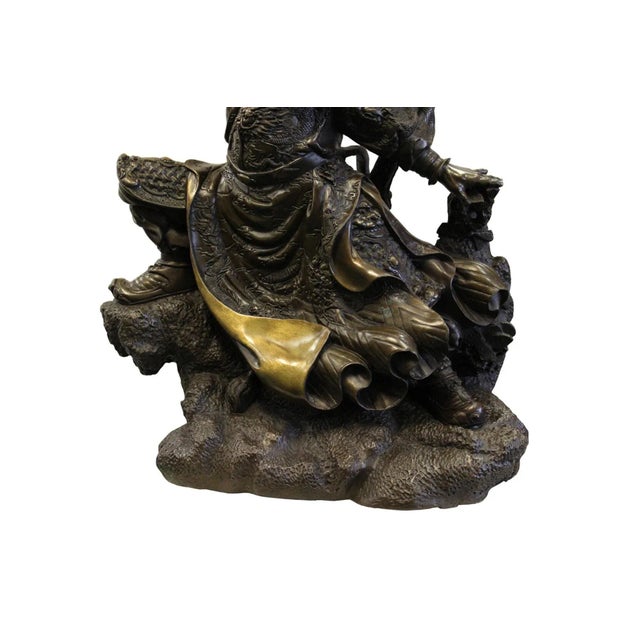 This is a handmade metal bronze fine finish Chinese General Quan " Quan Yu " statue. General Guan, Yu is an image of...