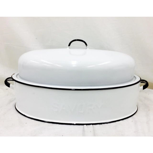 Farmhouse Antique Savory Enamel Covered Tureen For Sale - Image 3 of 11