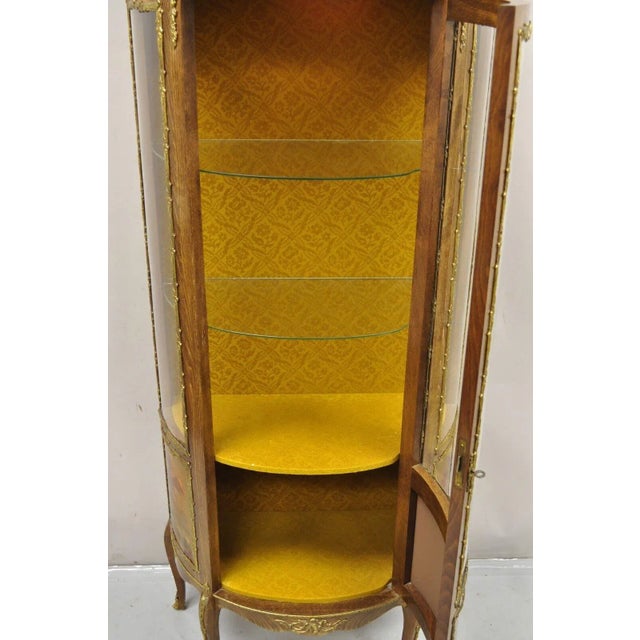 Mid 20th Century Vintage French Louis XV Style Half Round Demilune Lighted Curio Display Cabinet For Sale - Image 9 of 12