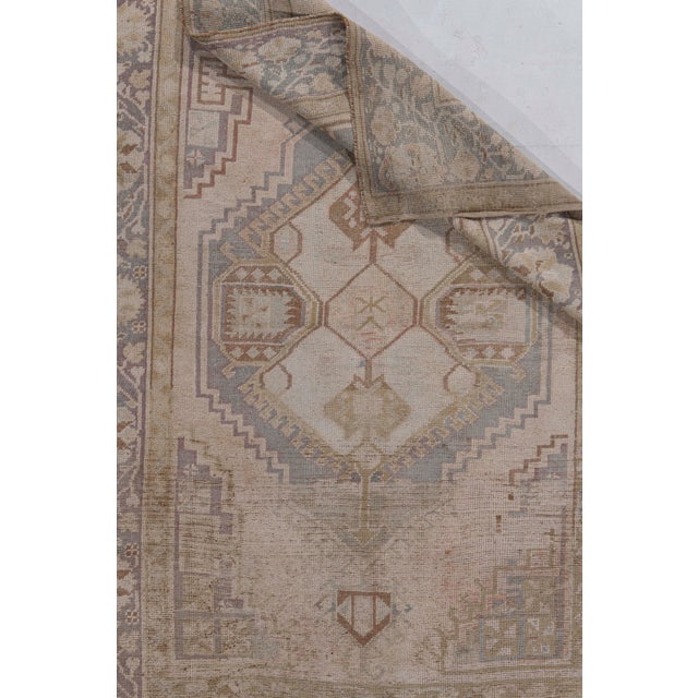Textile Vintage Circa 1940 Taupe Distressed Turkish Oushak Hand Knotted Wool Rug 4'1 X 6'9 For Sale - Image 7 of 11