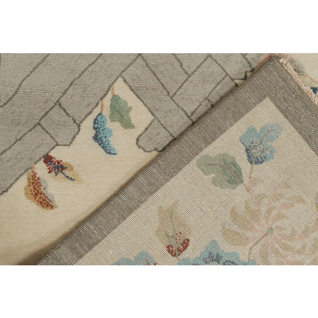 Textile 2010s Rug & Kilim’s Chinese Style Art Deco Rug in Beige With Colorful Florals For Sale - Image 7 of 7