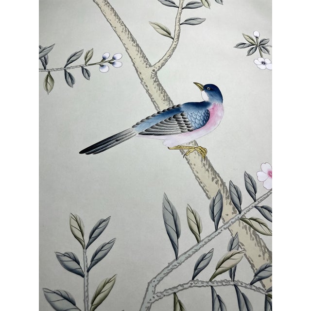 Not Yet Made - Made To Order Hand-Painted Chinoiserie Bird & Blossom Wallpaper Panels – Elegant Floral Wall Mural, 3 Panels 36” X 96” For Sale - Image 5 of 6
