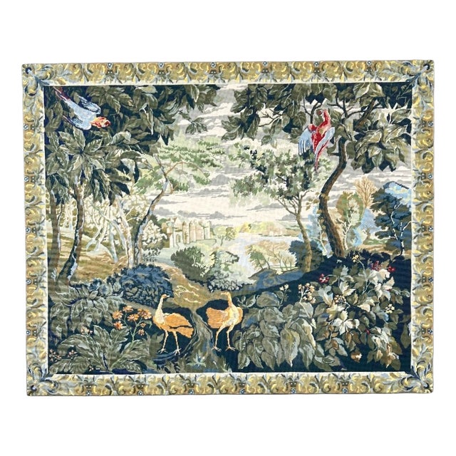 20th Century Decorative Exotic Birds Tapestry For Sale