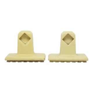 Pair of Yellow Ceramic Porcelain Towel Brackets For Sale