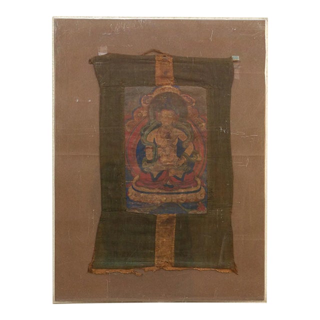 Antique Whispers of Enlightenment Tibetan Thangka For Sale
