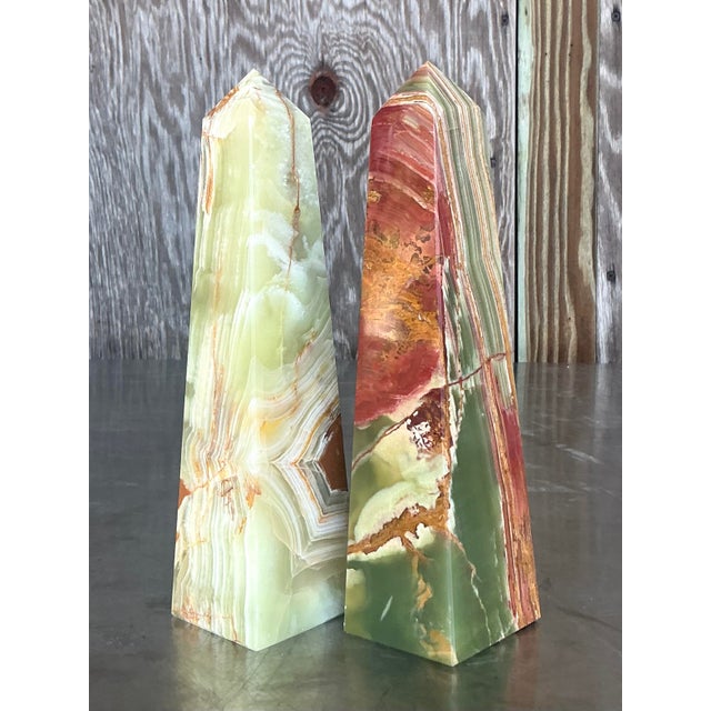 Chocolate Vintage Boho Onyx Obelisks - A Pair For Sale - Image 8 of 10