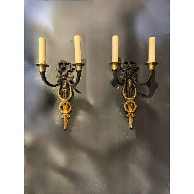 Late 19th Century 19th Century Cherubs Empire Sconces - a Pair For Sale - Image 5 of 6