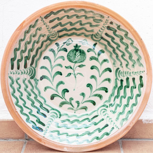 Spanish Revival Hand-Painted Ceramic Lebrillo Wall Bowl with Pomegranate from Fajalauza, Granada, 2010s For Sale - Image 13 of 14