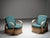Vintage Italian Rattan Lounge Chairs in Green Wool by Franco Albini, 1975, Set of 2 For Sale - Image 12 of 13