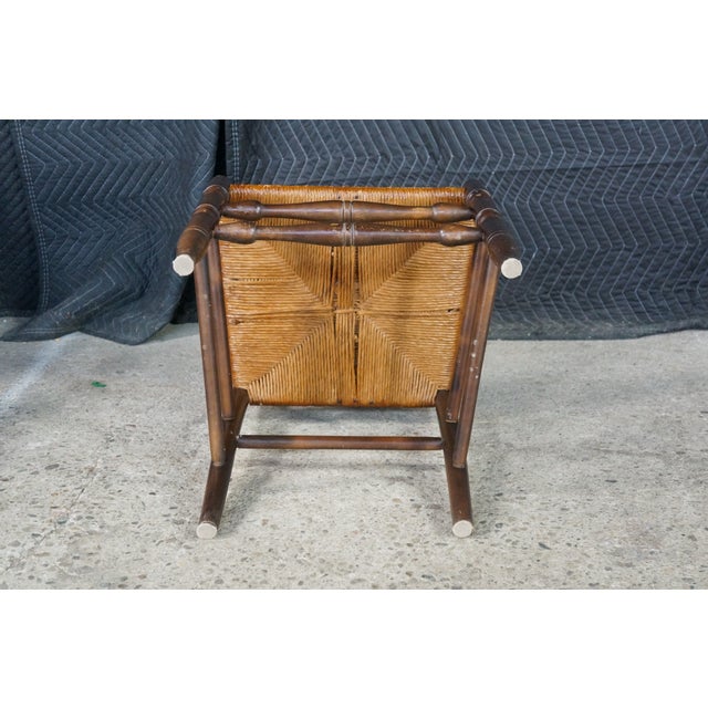 4 Mid 20th Century French Country Shaker Style Oak Ladderback Dining Chairs Rush Seat Farmhouse For Sale - Image 16 of 18