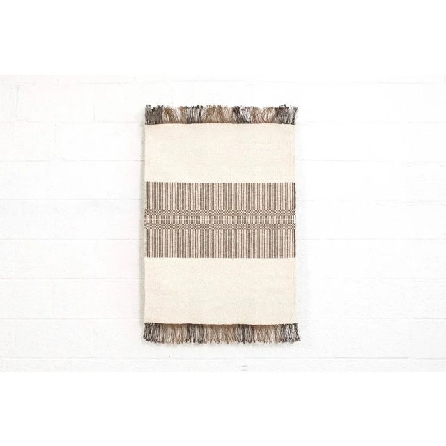 Vintage Mid Century Modern Artisan-Crafted Handmade Wool Rug For Sale - Image 11 of 11