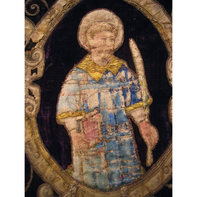 Baroque Large Velvet Gold and Silk Embroidered Antependium Circa 17 Century For Sale - Image 3 of 14