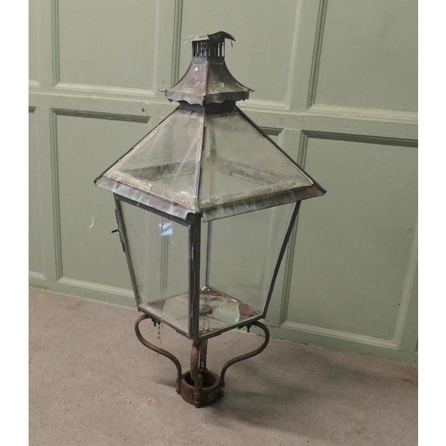 19th Century Glass Top Copper Lantern, Street Light This is a Large Copper Street Light Lantern, originally it would have...