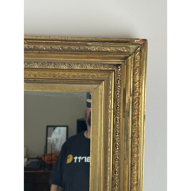 Wood Fine Antique 19th Century Gilt Wood Mirror 39 X 34 For Sale - Image 7 of 9