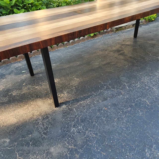 Milo Baughman Mixed Wood Dinning Table For Sale - Image 4 of 12