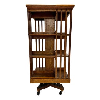 Early 20th Century Arts and Crafts Oak Revolving Bookcase by Danner For Sale