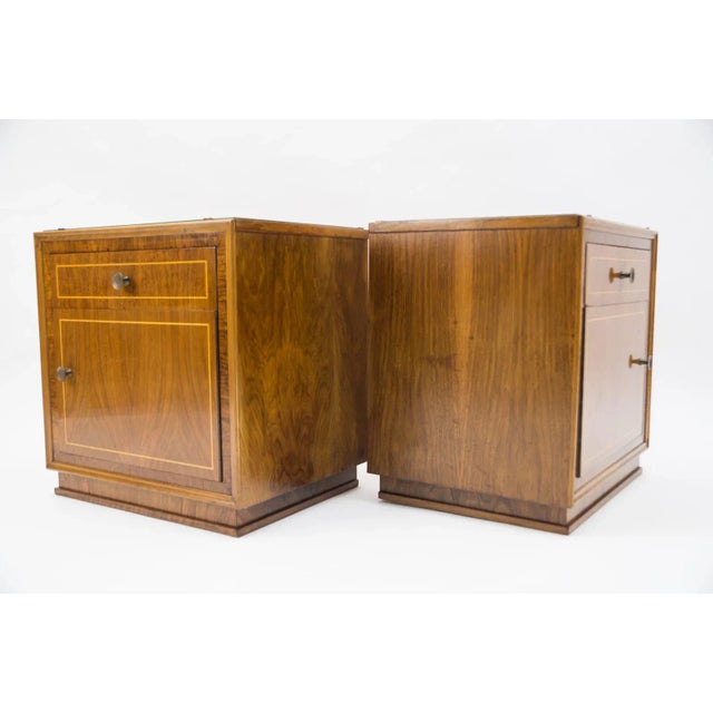 1930s Art Deco Austrian Wood & Brass Nightstands, Set of 2 For Sale - Image 5 of 18