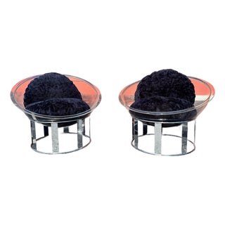Space Age Acrylic & Chrome Bowl Chair Pair For Sale