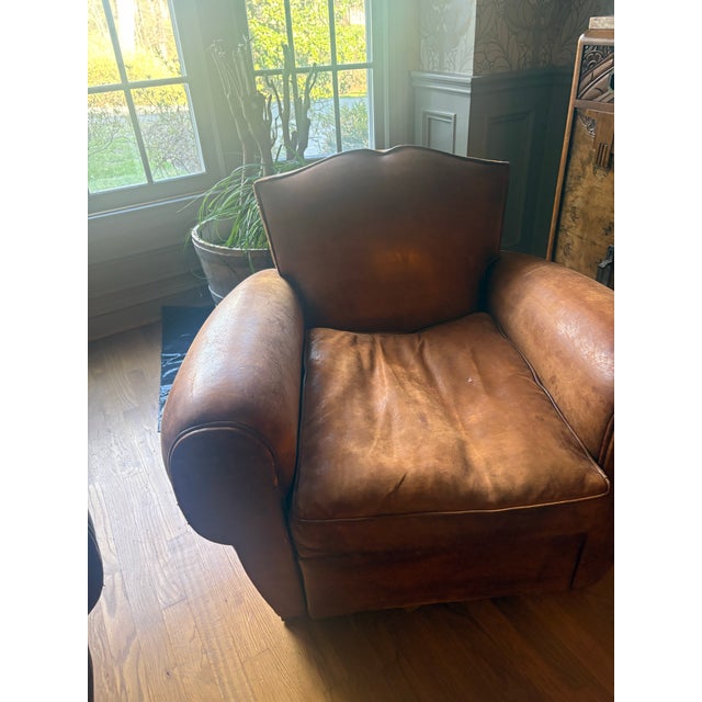 1920s French Art Deco Leather Club Chairs. For Sale In Washington DC - Image 6 of 7