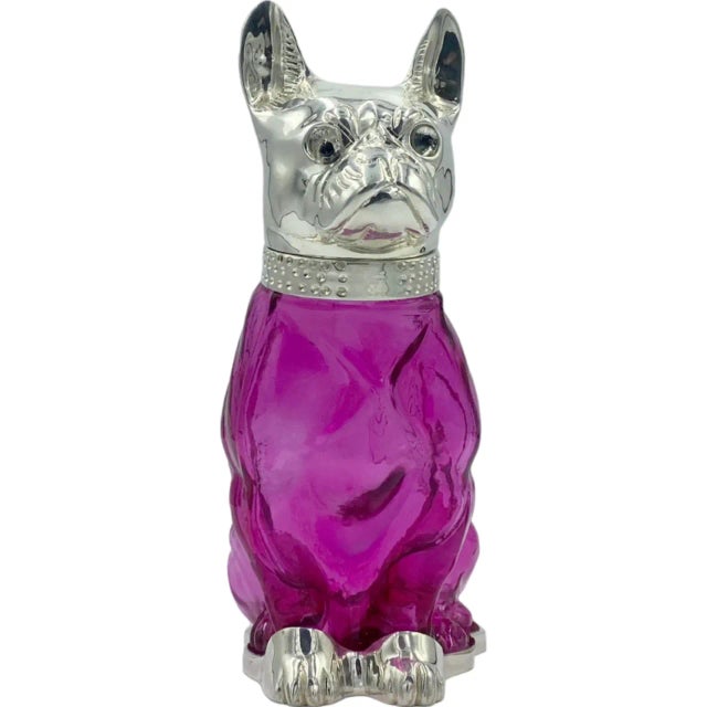 Details: -A charming and highly collectible novelty claret jug crafted in the form of a seated French Bulldog -With its...