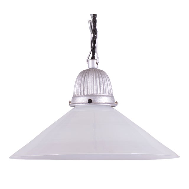 Mid-Century Chandelier in Metal and Opal Glass, Czech, 1970s For Sale