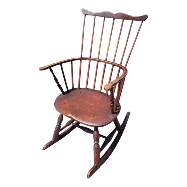 19Thc High Back Windsor Rocking Chair For Sale