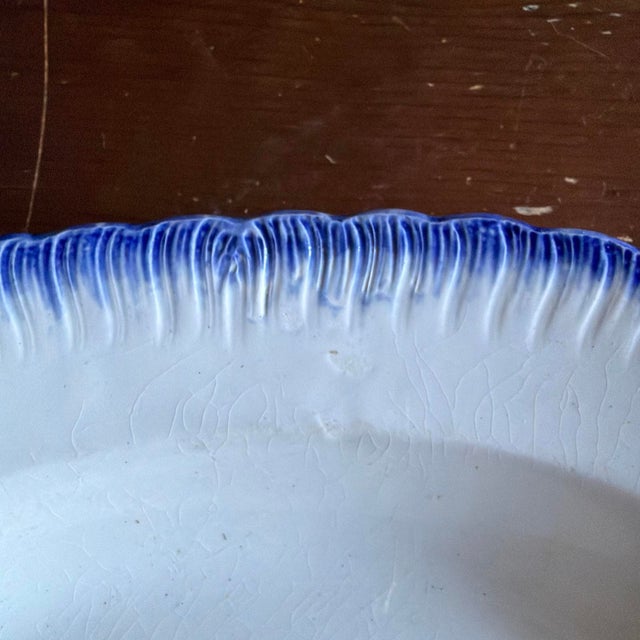 Blue Antique Pearlware Blue Feather Edge Platter, English, Early 19th Century For Sale - Image 8 of 18