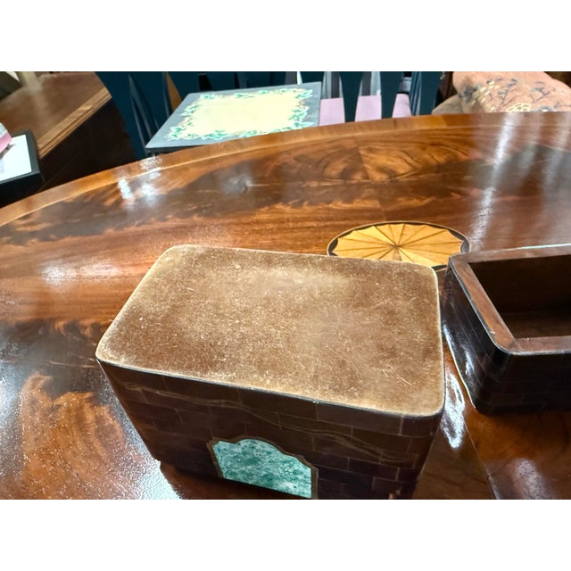 Vintage Maitland - Smith Attributed Tessellated Horn and Stone Box With Brass Trim For Sale - Image 9 of 12