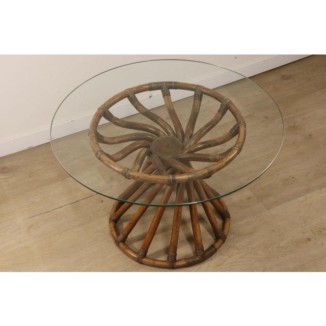 Bamboo and Glass Table by Bernard Govin for Eguizier, 1970s For Sale - Image 10 of 18