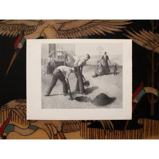 1939 After Grant Wood "Tree Planting Group", First Edition Period Lithograph For Sale In Dallas - Image 6 of 9