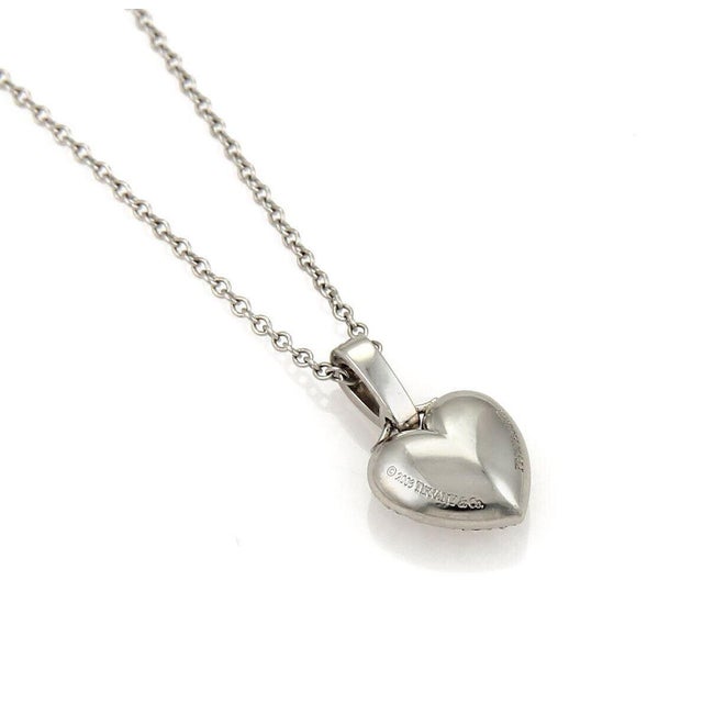 Contemporary Tiffany & Co. French Pave Diamond Platinum Heart Pendant Necklace For Sale - Image 3 of 7