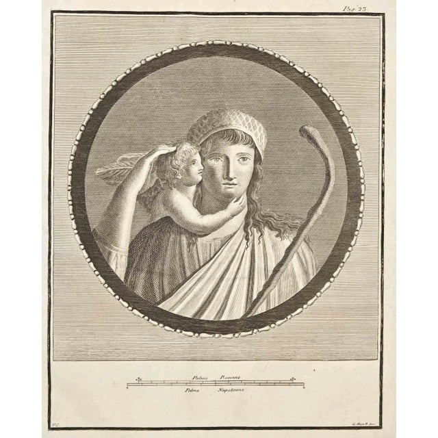 Ancient roman fresco from the series "antiquities of herculaneum", is an etching on paper realized by giuseppe aloja in...