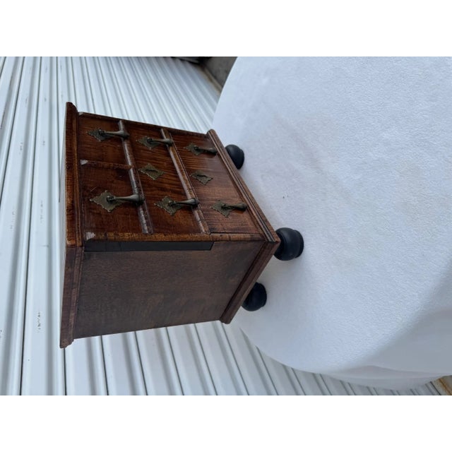 Late 19th Century Miniature Antique George Iii Style Curly Maple Chest For Sale - Image 5 of 12