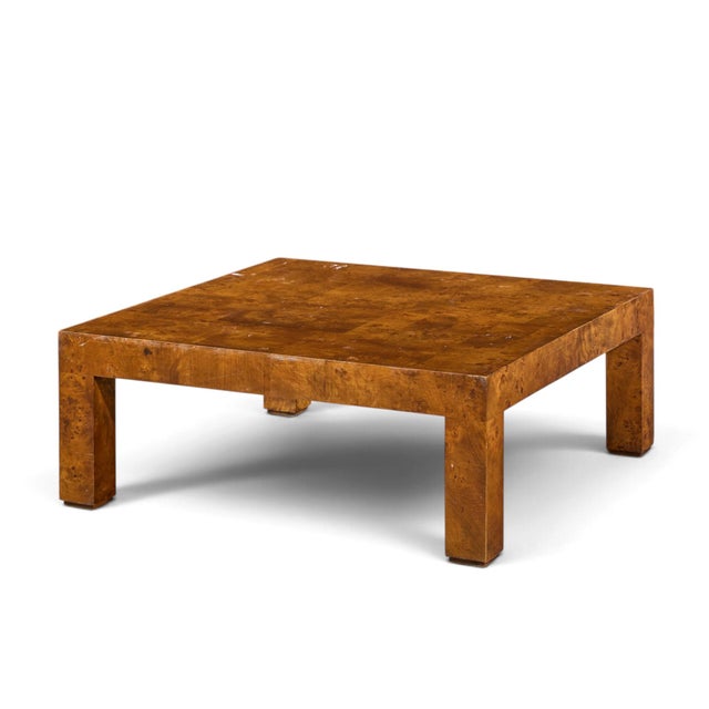 Brown Milo Baughman Style Hekman Mid Century Burlwood Coffee Table For Sale - Image 8 of 9