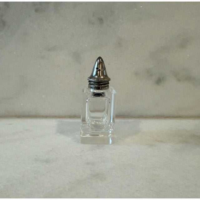 Mid 20th Century Vintage Sterling Silver and Glass Salt & Pepper Shakers For Sale - Image 5 of 8