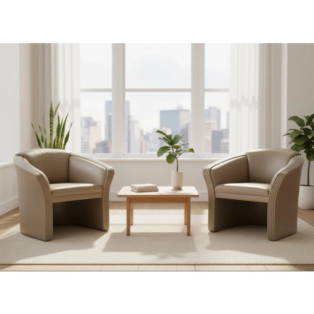 Taupe Pair of Patrician Furniture Leather Armchairs For Sale - Image 8 of 8