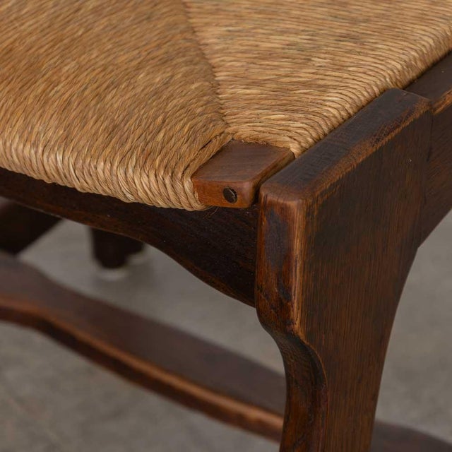 Vintage French Oak Dining Chairs in the Style of Guillerme & Chambron, Set of 6 For Sale - Image 15 of 16