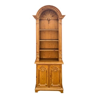 Late 20th-C. English Scrubbed Pine Neo-Classical Style Bookcase / Cabinet For Sale