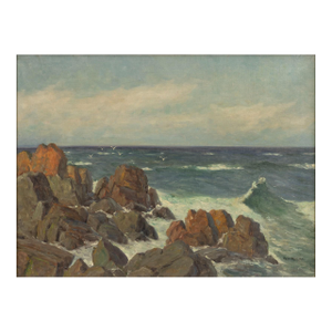 Aleksei Vasilievich Von Hanzen (1876-1937) Signed Oil Painting Seascape Coast
