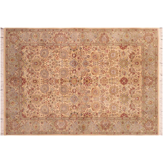 Gray Shabby Chic 1990's Pak-Persian Beige/Taupe Wool Rug - 6'0'' X 8'10'' For Sale - Image 8 of 9