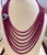 480 Ct 7 Layer Natural Smooth Ruby Bead Necklace 14k Gold Sapphire Diamond Clasp For Sale - Image 9 of 18