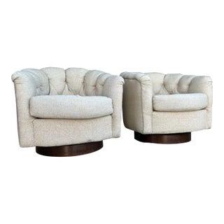 Pair of Milo Baughman Tuffted Swivel Chairs For Sale
