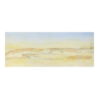 Early 21st Century Brilliant Sun Desert Landscape Watercolor Painting For Sale