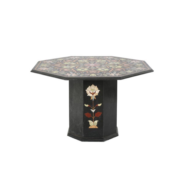Antique Large Octagonal Italian Pietra Dura Floral Mosaic Inlay Table For Sale - Image 11 of 11